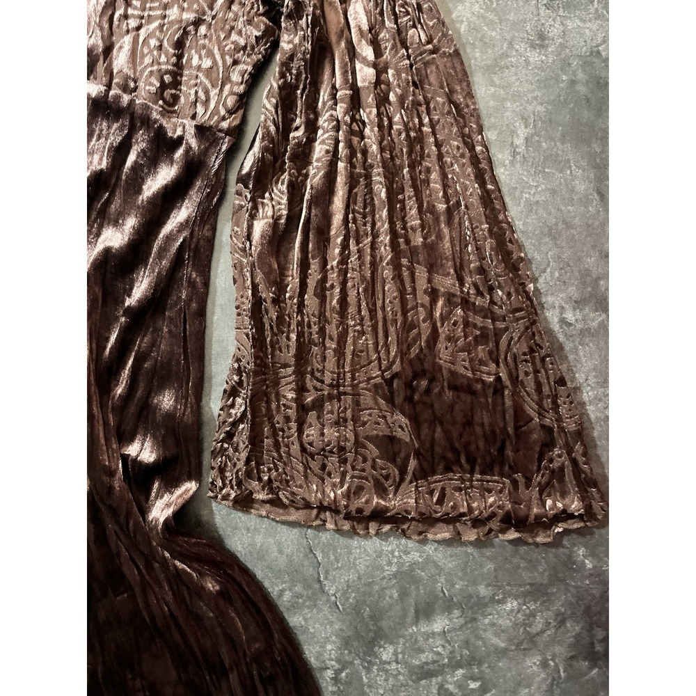 Vintage Whimsigoth Velour Ruffle Dress Size 12 NWT Brown Romantic Rampage 90's - Picture 5 of 7
